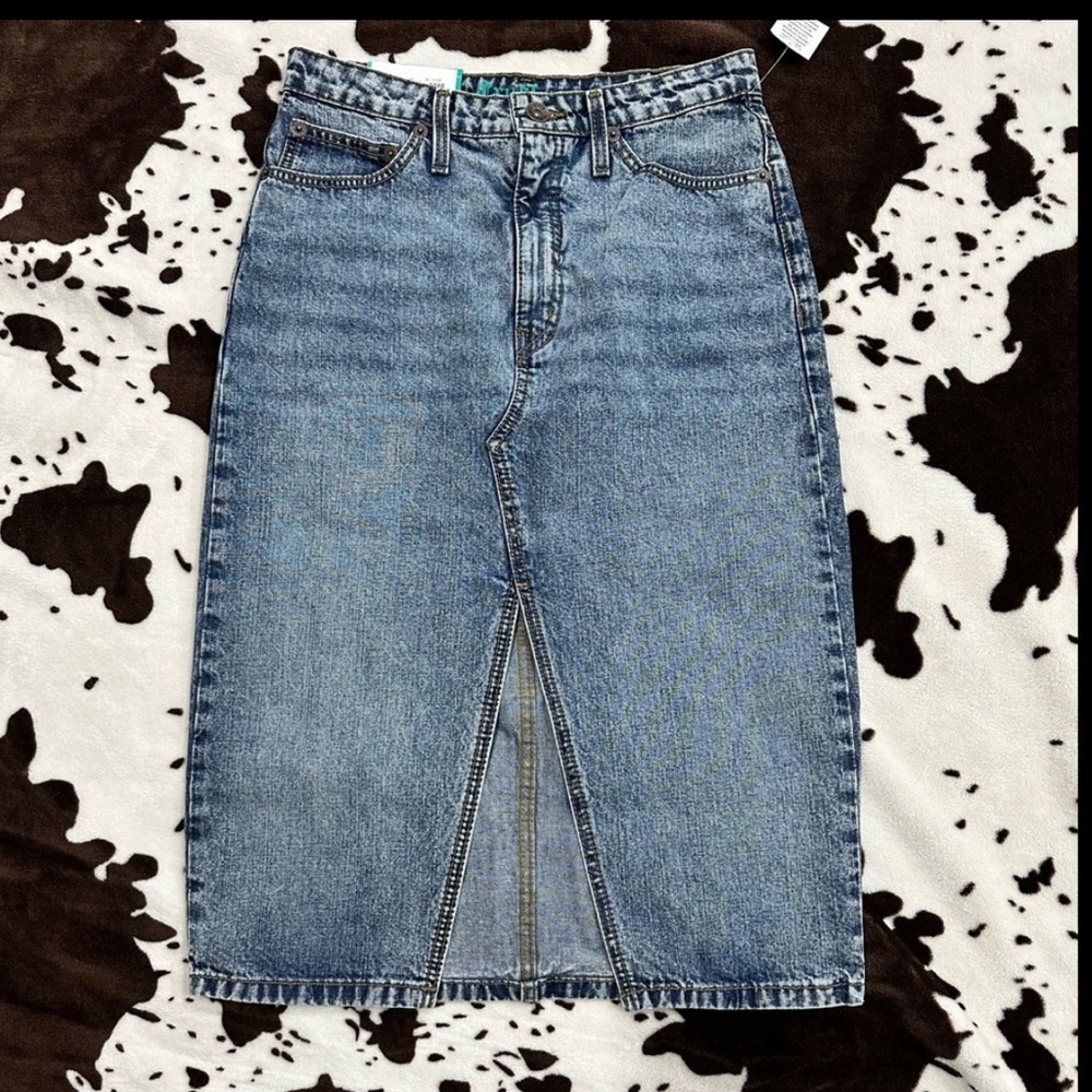 NWT Cruel Denim High Rise Midi Skirt with front slit Size 28/5 - Picture 8 of 9